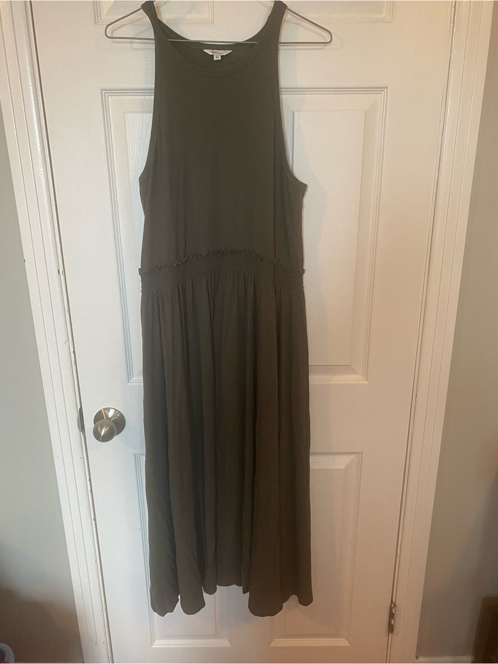 Reitmans Olive Green Ribbed High-Neck Midi Dress Size XL